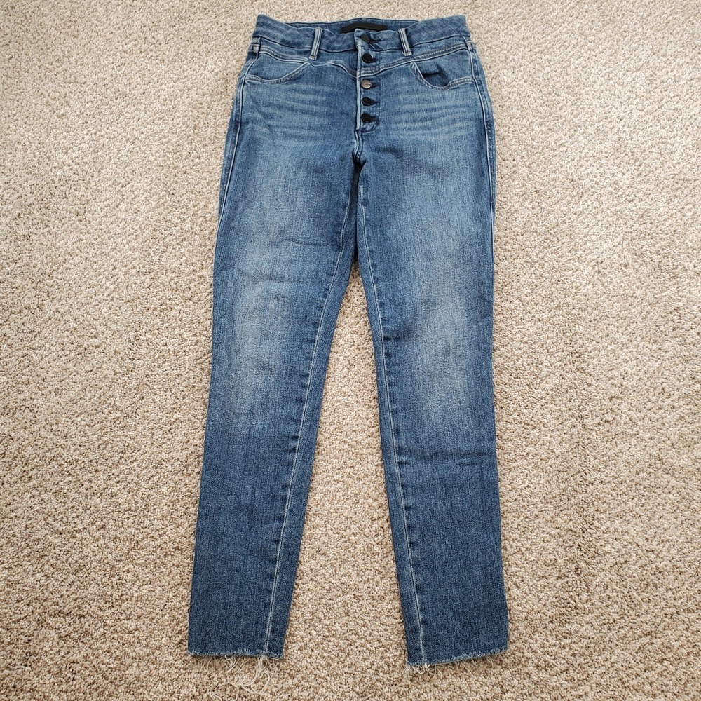 Joe's Jeans Hi Honey W26 High Rise‎ Curvy Skinny Crop Raw Hem Blue Stretch Denim